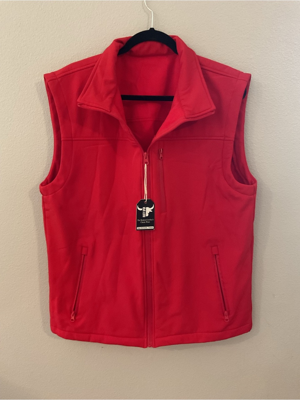 Men's Red Fleece Vest with Full Zip Cowboy Western Wear Classic